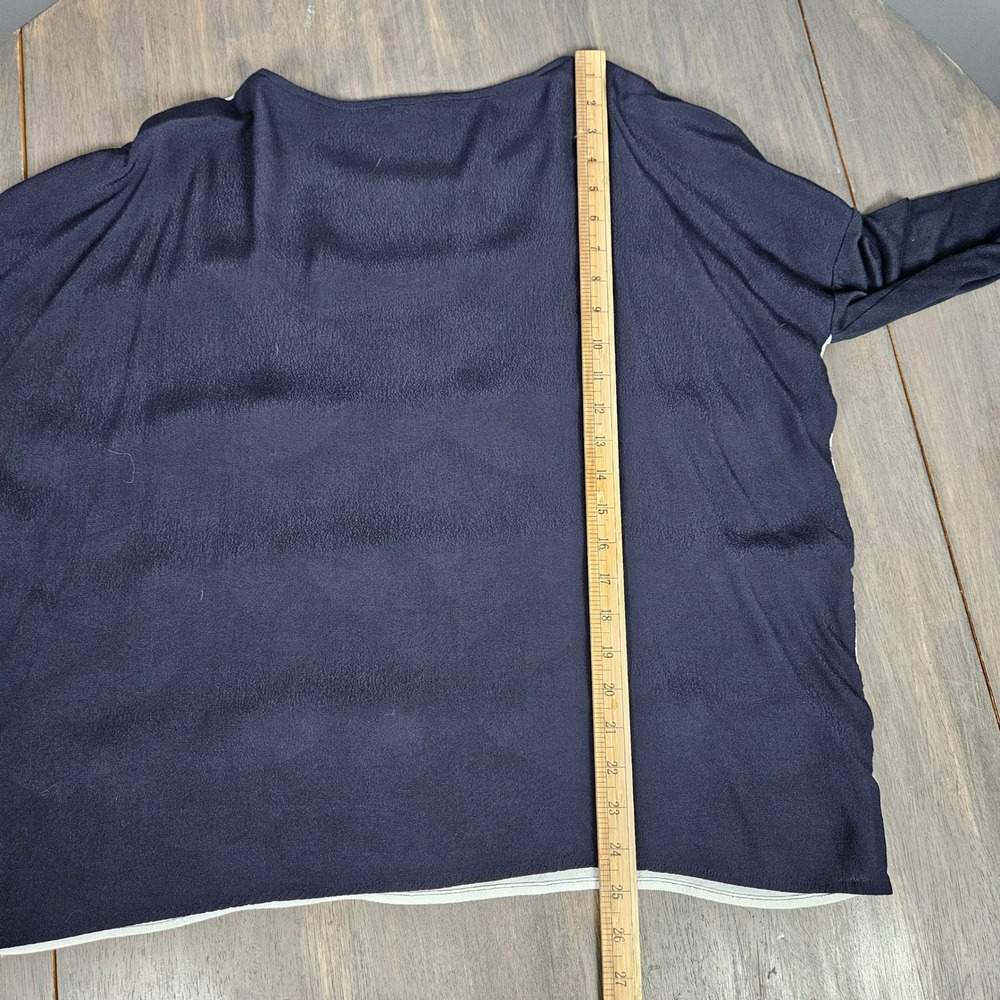 Mint Velvet Womens Size 16 Striped Drop Shoulder Long Sleeve Top Navy Ivory - Picture 6 of 6